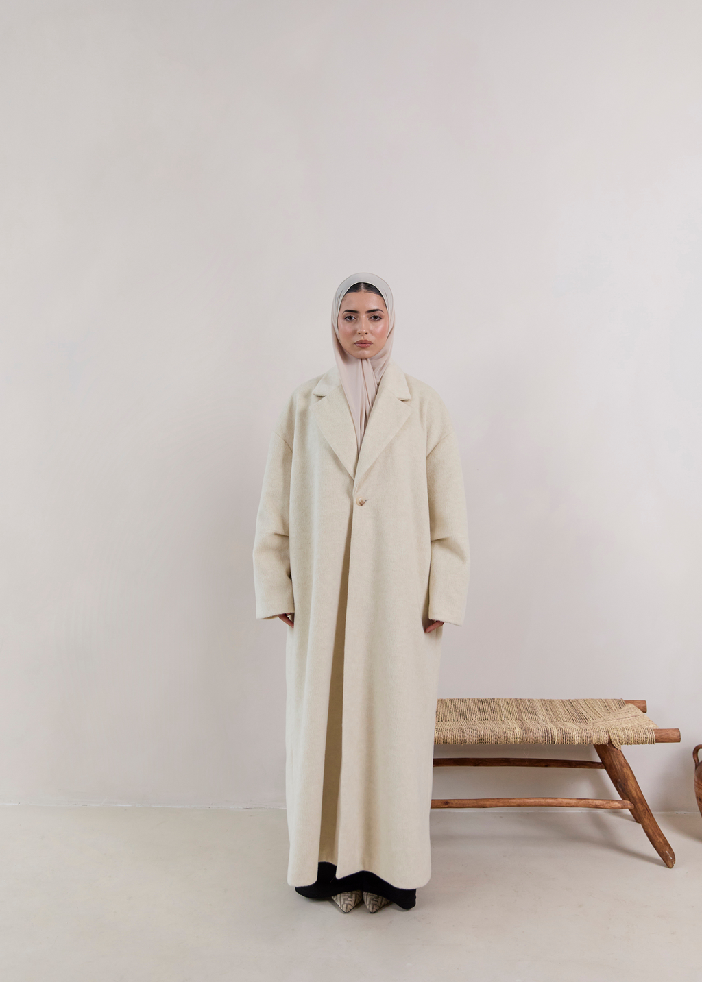 Ivory Sand Abaya Coat
