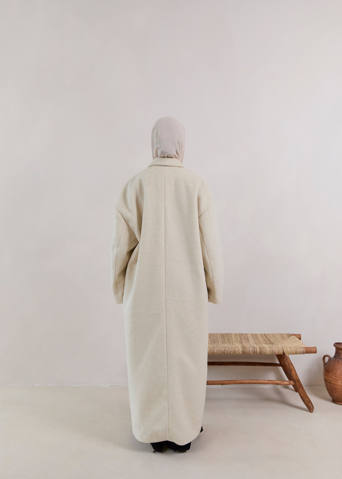 Ivory Sand Abaya Coat