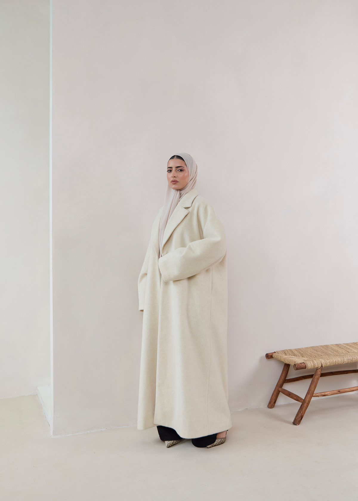 Ivory Sand Abaya Coat