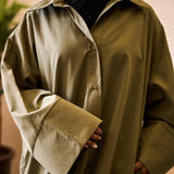 Khaki Maxi Shirt Dress