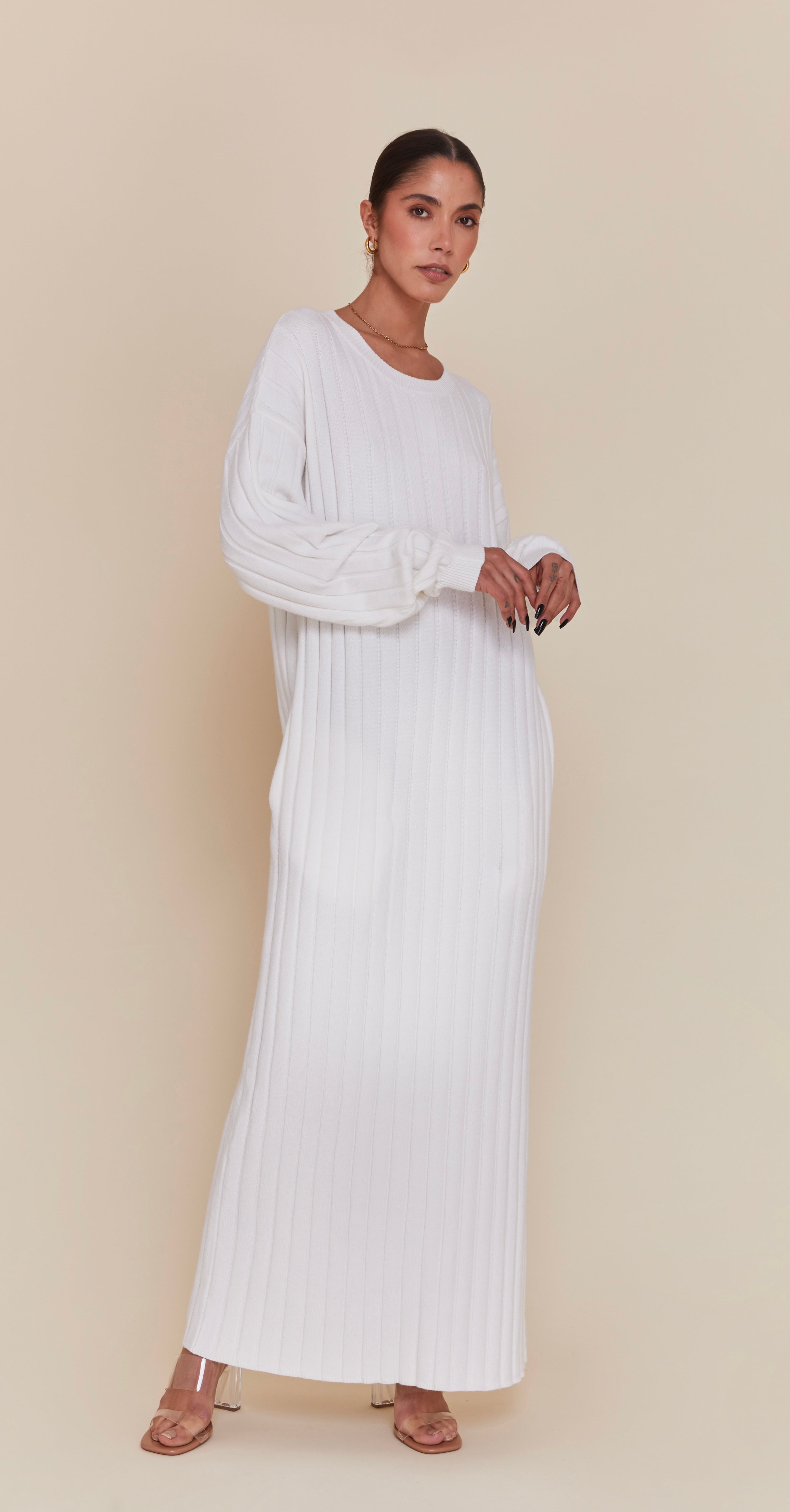 Dania Knit Maxi Dress - White