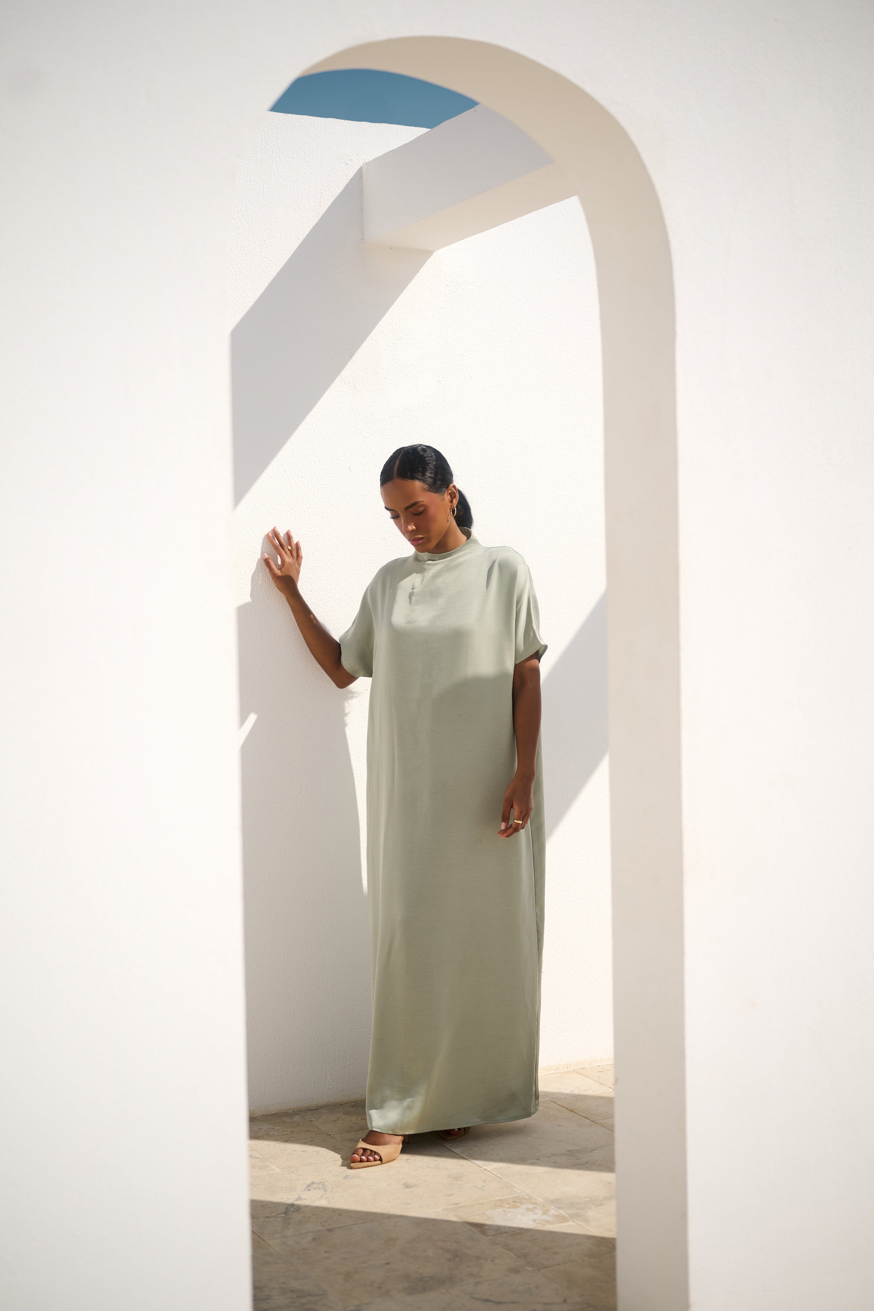 Silver Sage Slip Dress