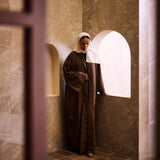 Classic Blends Open Abaya - Walnut Brown