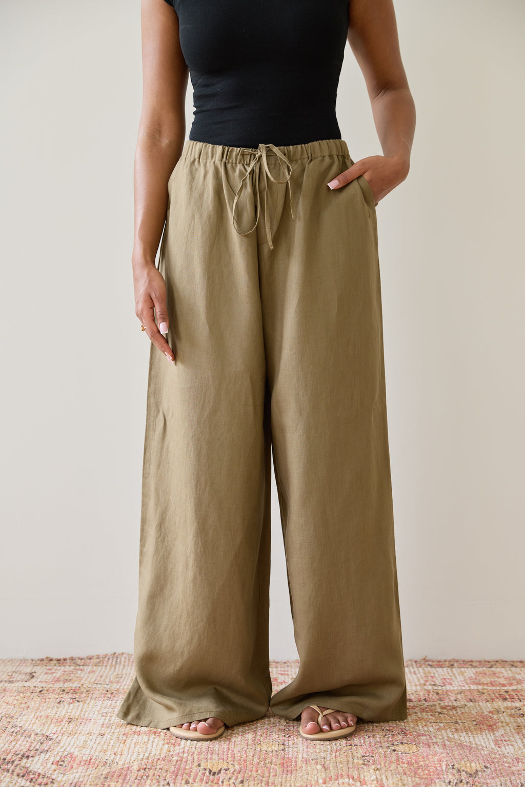Desert Moss Wide Leg Trousers