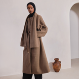 Textured Brown Maxi Coat