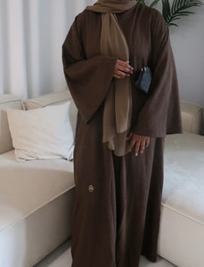 Classic Blends Open Abaya - Walnut Brown